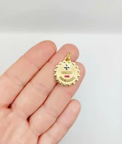 AUGIS - Pendentif médaille d'amour or rose rubis : 