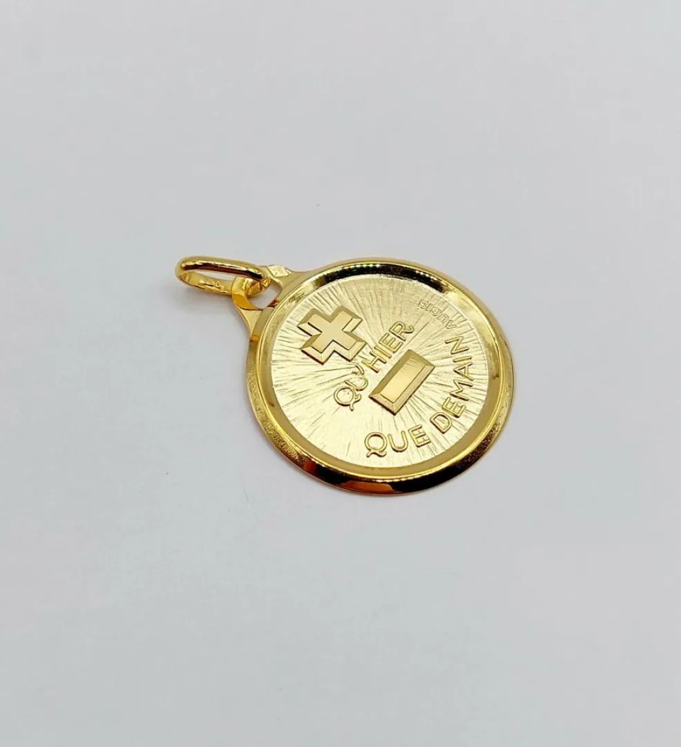 AUGIS - Pendentif médaille d'amour "+ qu'hier - que demain" - L'Originale 18 mm