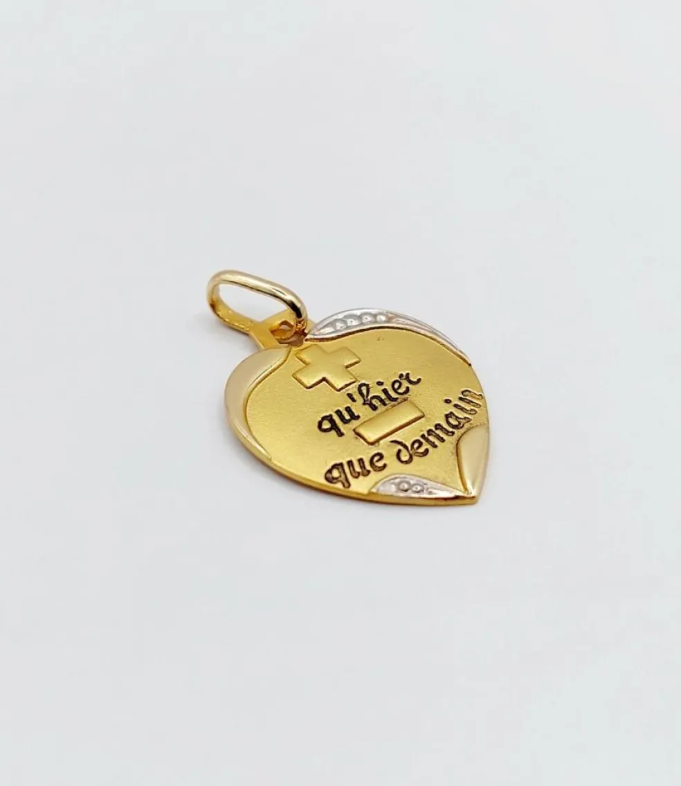 AUGIS - Pendentif médaille d'amour or "+ qu'hier - que demain" - La Sentimentale