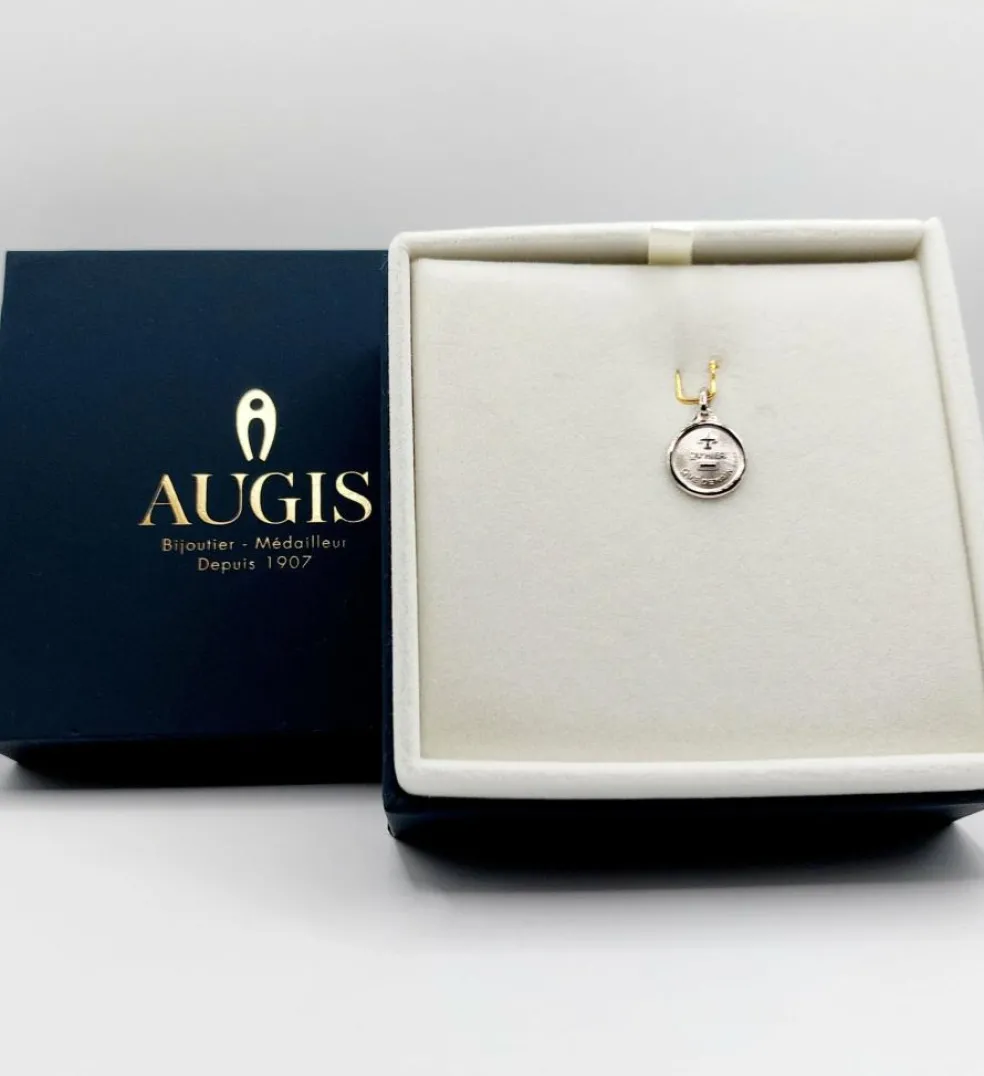 AUGIS - Pendentif médaille d'amour or blanc "+ qu'hier - que demain" - L'Originale Mini