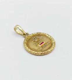 AUGIS - Pendentif médaille d'amour 15mm or, diamant et rubis, couronne de laurier (circa 1960)