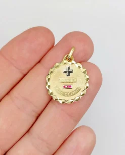 AUGIS - Pendentif médaille d'amour or rose rubis : 