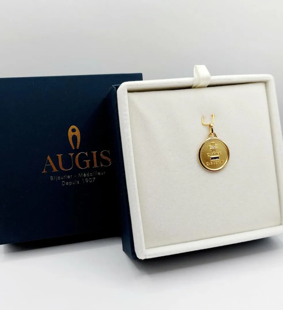 AUGIS - Pendentif médaille d'amour or "+ qu'hier - que demain" - L'Essentielle bleue