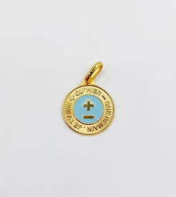 AUGIS - Pendentif médaille d'amour or jaune - L'Élégante Bleue ciel