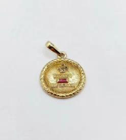 AUGIS - Pendentif médaille d'amour 15mm or, diamant et rubis, couronne de laurier (circa 1960)