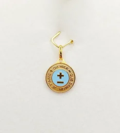 AUGIS - Pendentif médaille d'amour or jaune - L'Élégante Bleue ciel