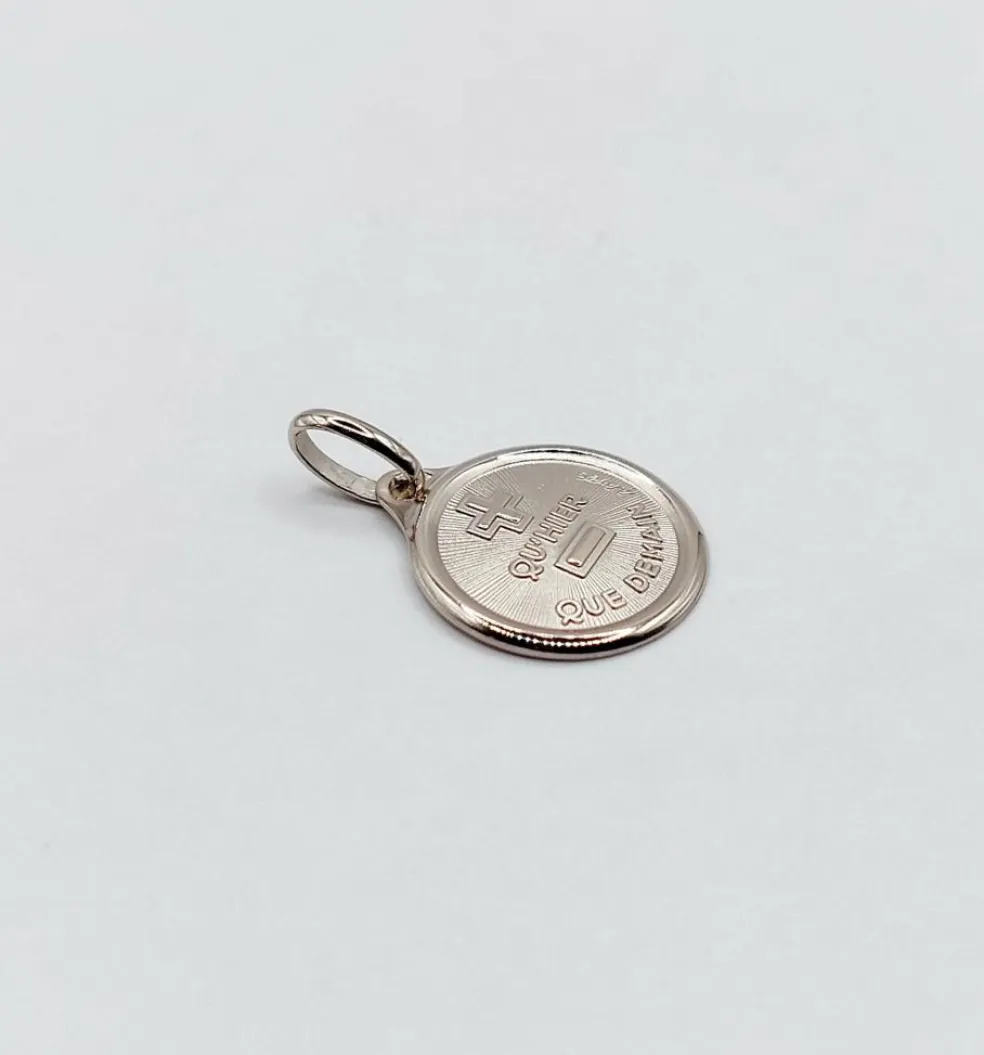 AUGIS - Pendentif médaille d'amour or blanc "+ qu'hier - que demain" - L'Originale Mini