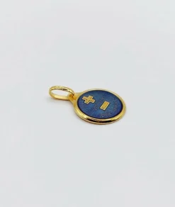 AUGIS - Pendentif médaille d'amour or jaune - L'Élégante Bleue Foncée