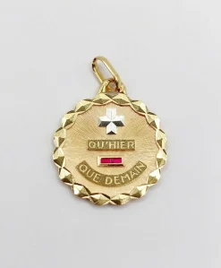 AUGIS - Pendentif médaille d'amour or rose rubis : 