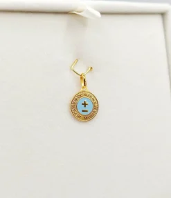 AUGIS - Pendentif médaille d'amour or jaune - L'Élégante Bleue ciel