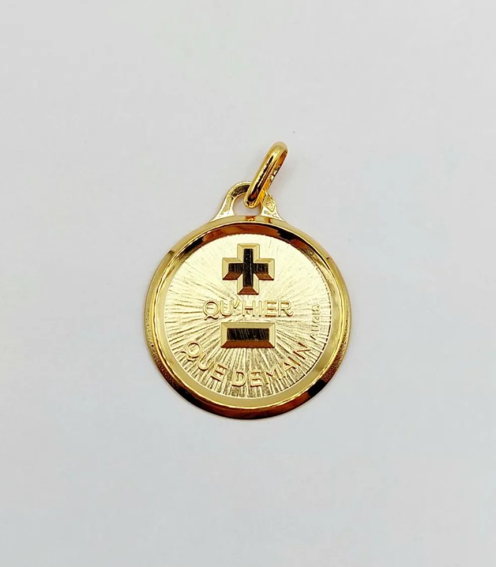 AUGIS - Pendentif médaille d'amour "+ qu'hier - que demain" - L'Originale 18 mm