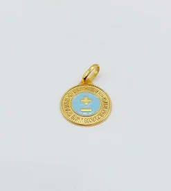 AUGIS - Pendentif médaille d'amour or jaune - L'Élégante Bleue ciel