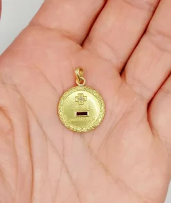 AUGIS - RARE Pendentif médaille d'amour or jaune, diamant et rubis, couronne de laurier (circa 1960)