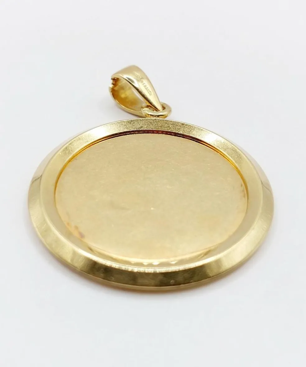 AUGIS - RARE XXL 33mm Pendentif médaille d'amour or jaune, diamant et rubis (circa 1960)