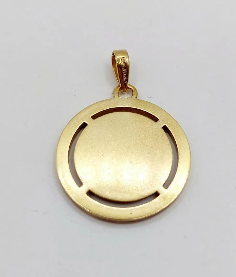 AUGIS - ULTRA RARE Médaille d'amour 23mm or jaune, diamant et rubis calibrés "+ qu'hier - que demain"