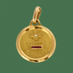 AUGIS- Ancienne Médaille d'Amour, or jaune et rubis