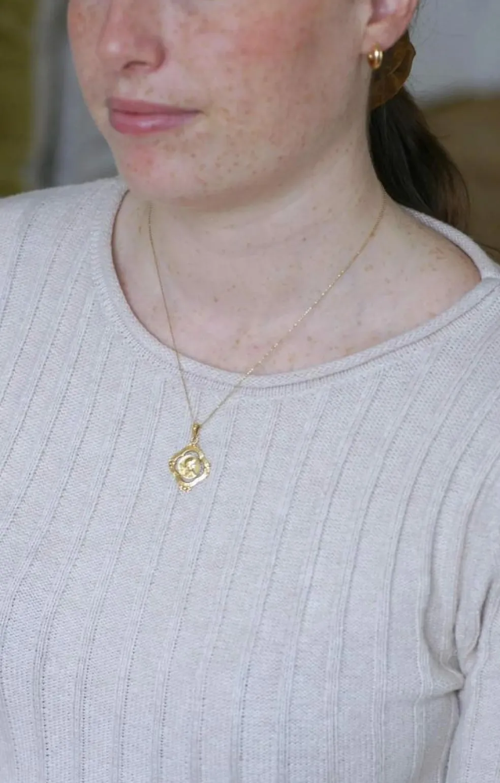 AUGIS- Médaille ancienne Ange or jaune