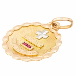 Augis Pendentif Médaille Médaille d'amour Or jaune Rubis