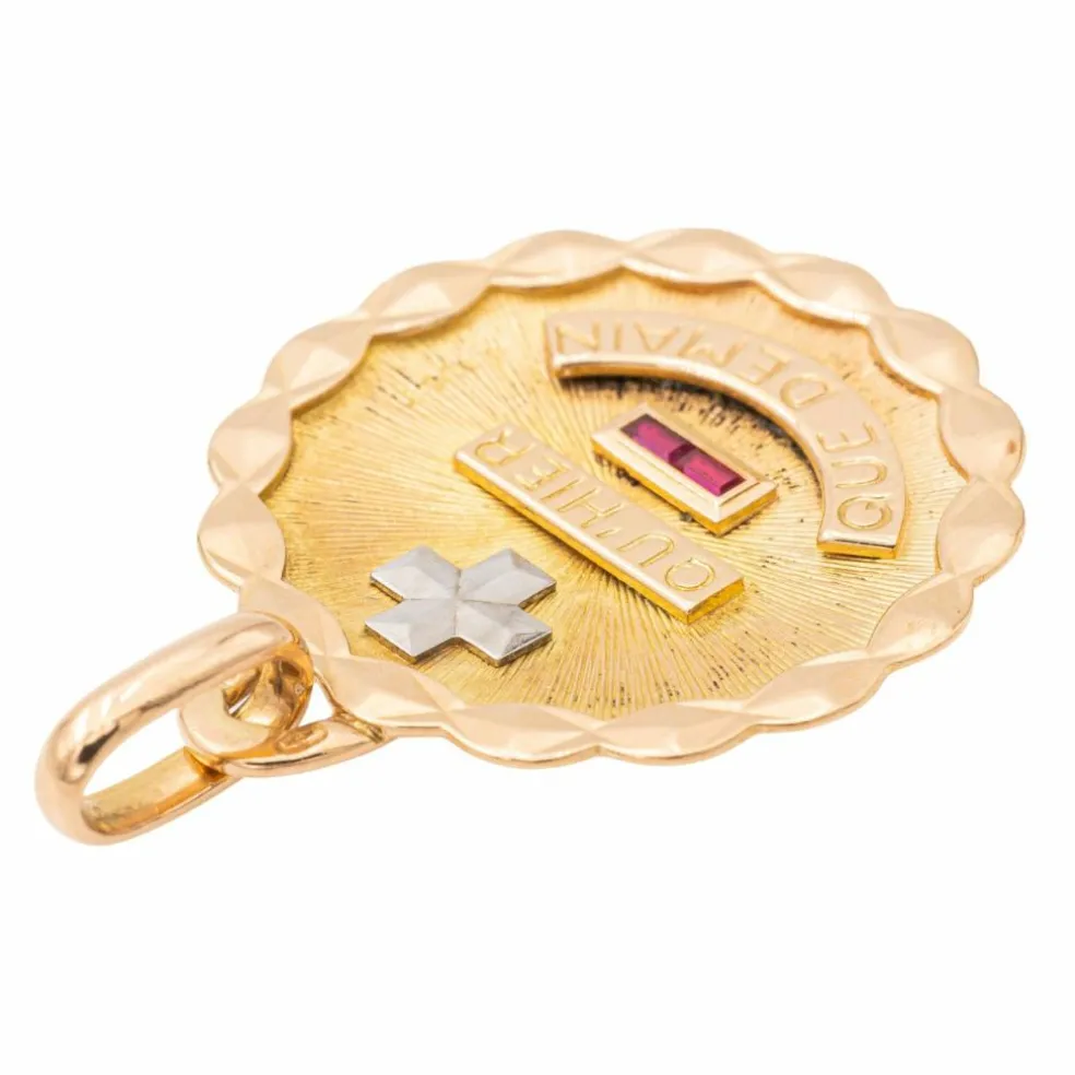 Augis Pendentif Médaille Médaille d'amour Or jaune Rubis