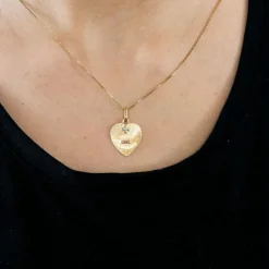 AUGIS-Médaille d'amour cœur or jaune rubis