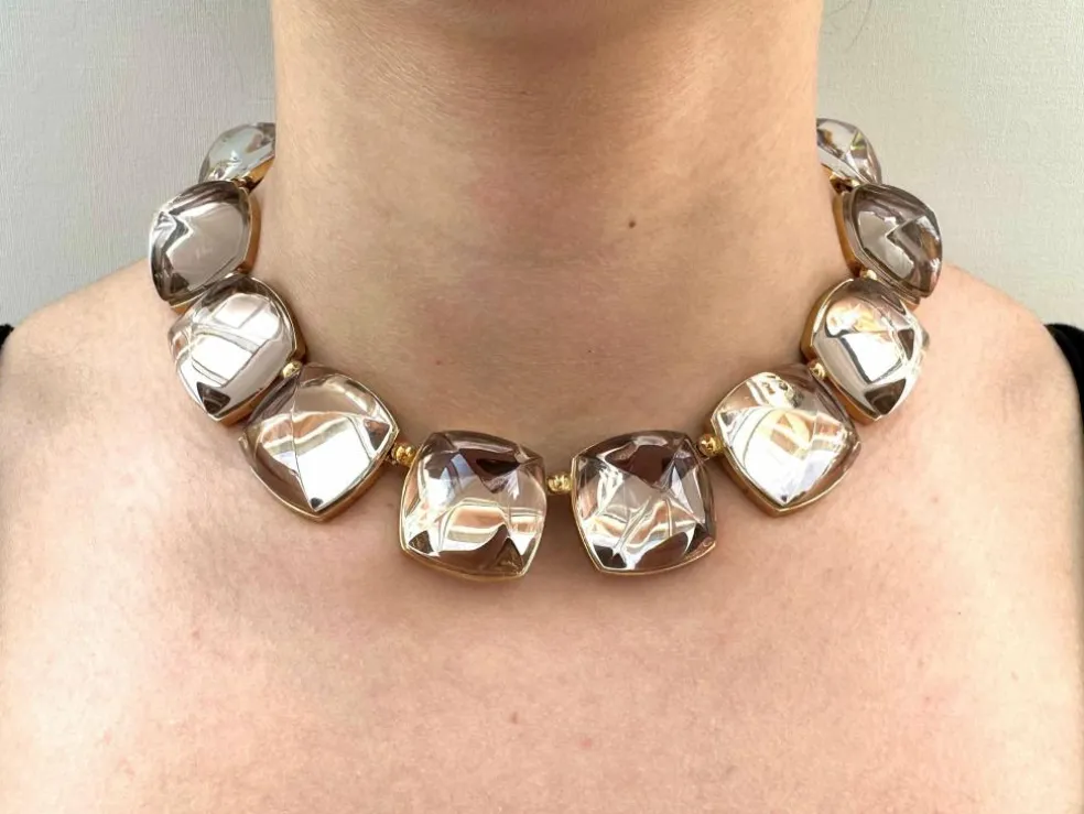 Baccarat - Collier or jaune et cristaux de fumée