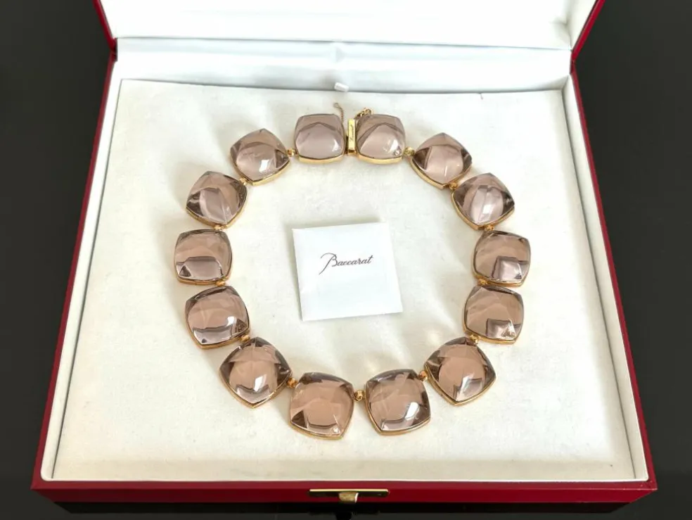 Baccarat - Collier or jaune et cristaux de fumée