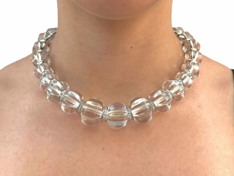 BACCARAT - Collier Sherazade or blanc cristal et diamants