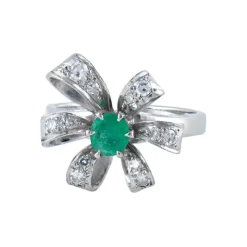 BAGUE « NOEUD » DIAMANTS & EMERAUDE