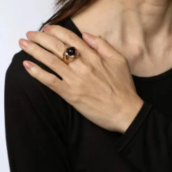 Bague améthyste cabochon diamants