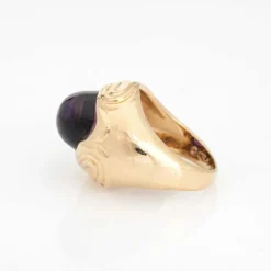 Bague améthyste cabochon diamants