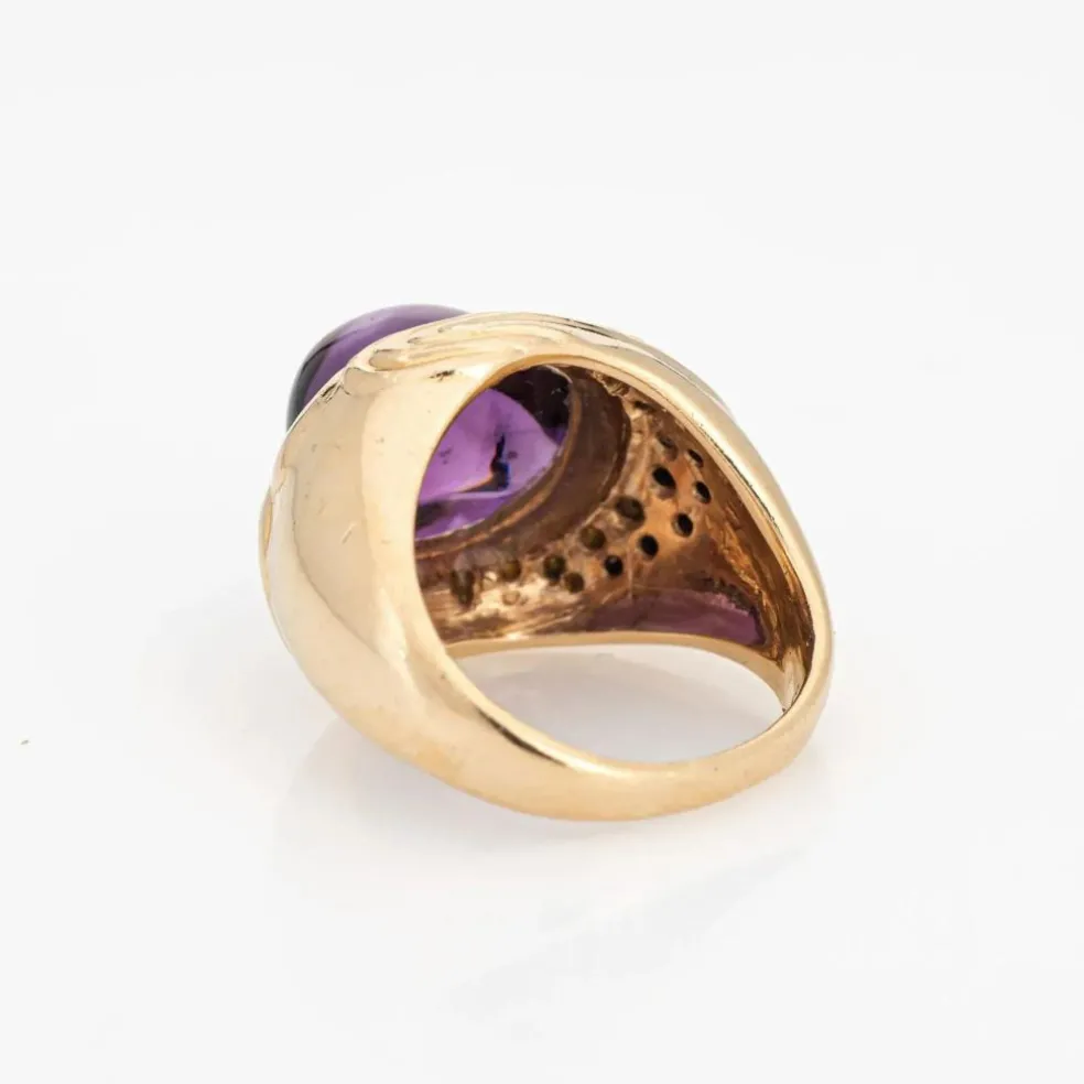 Bague améthyste cabochon diamants