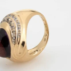Bague améthyste cabochon diamants