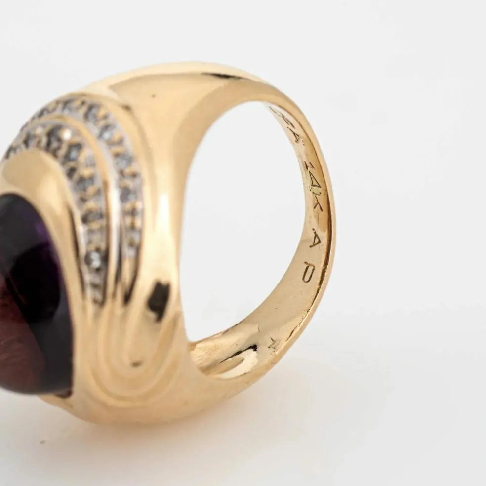 Bague améthyste cabochon diamants