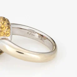 Bague à bascule en or blanc avec tourmaline rose et saphir jaune