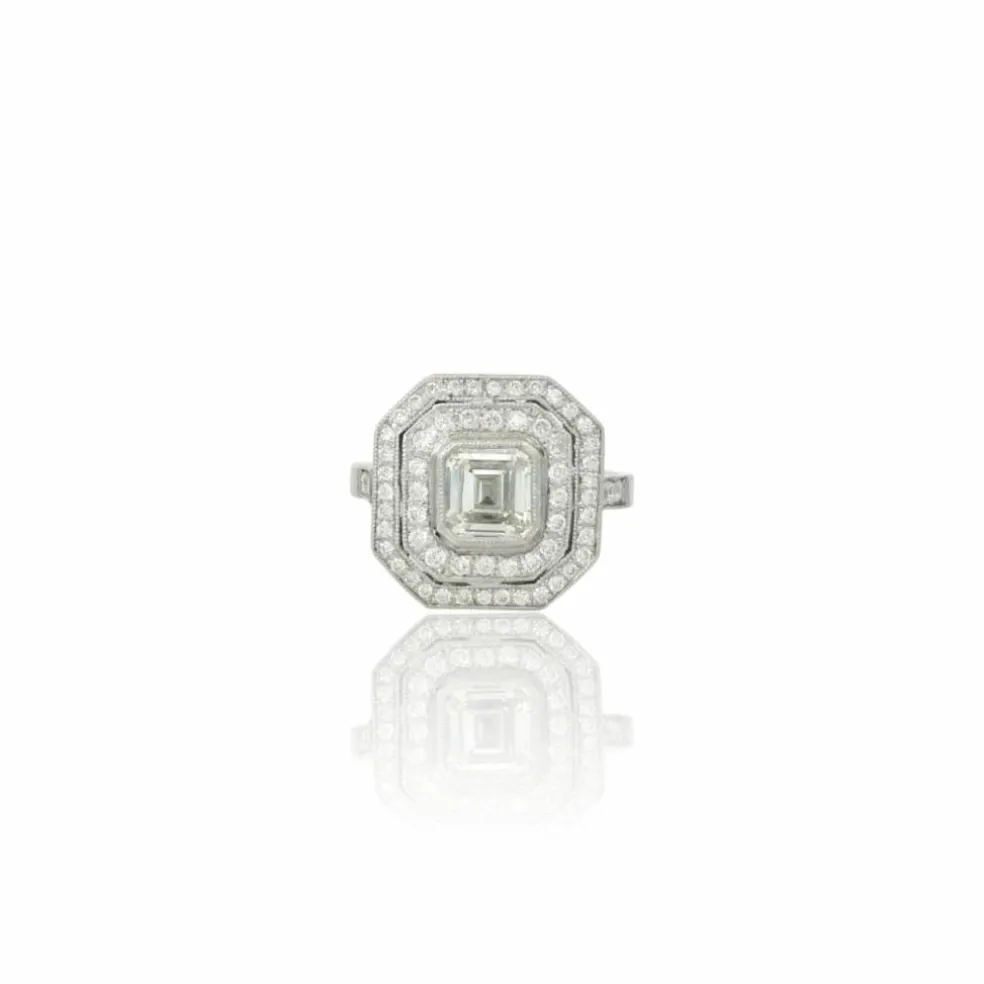 Bague à double grappe de diamants