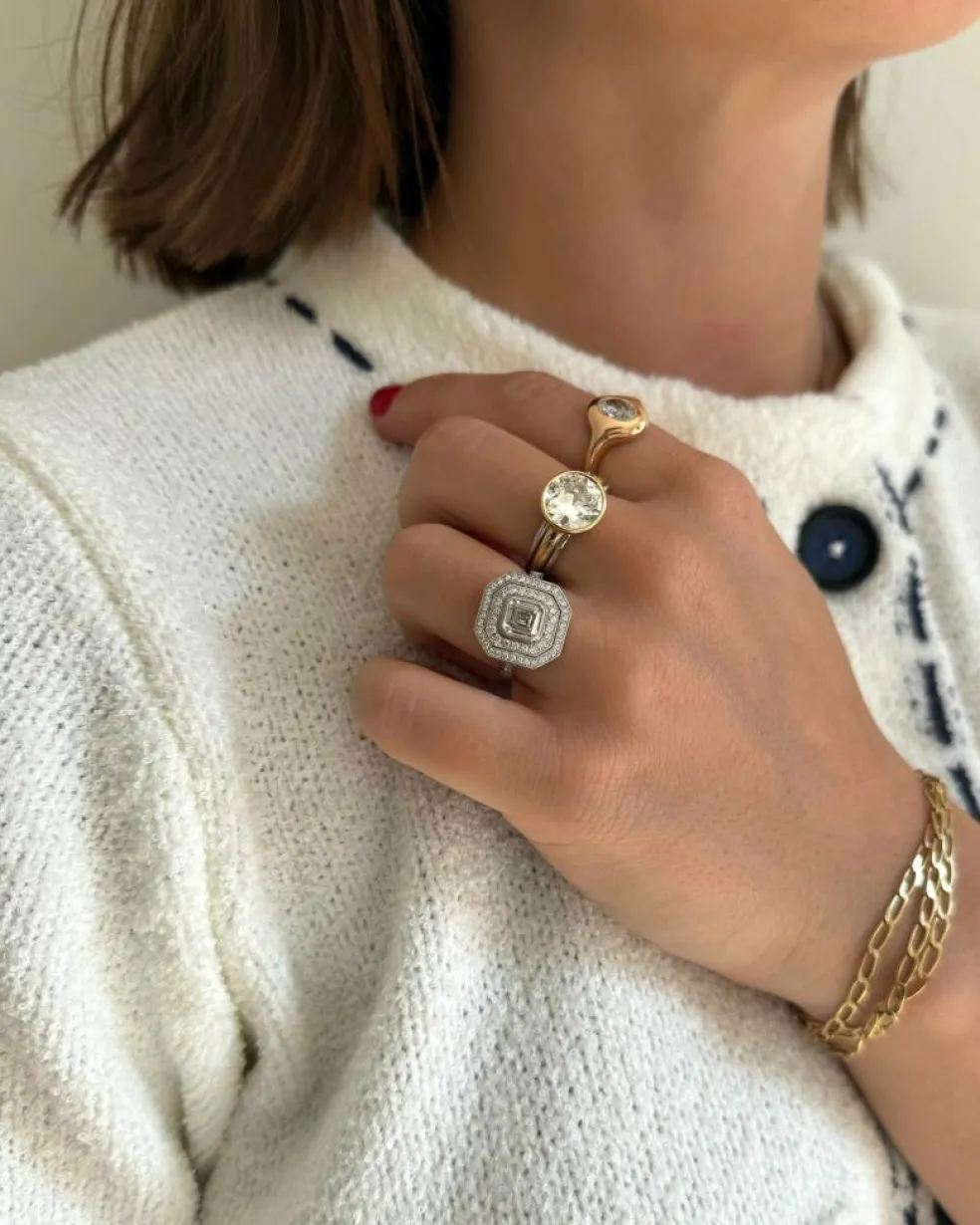 Bague à double grappe de diamants