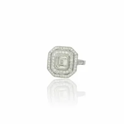 Bague à double grappe de diamants