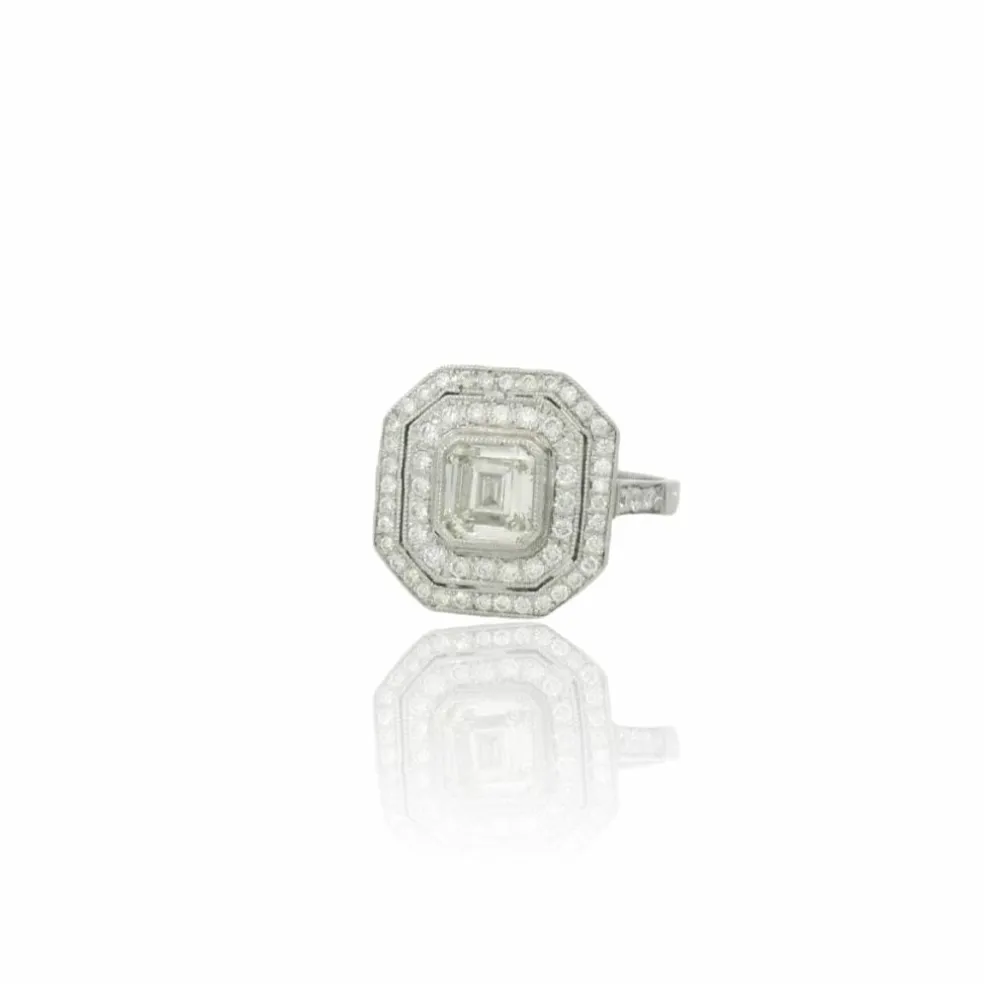 Bague à double grappe de diamants