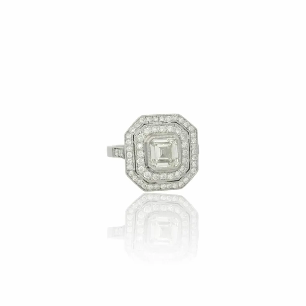 Bague à double grappe de diamants