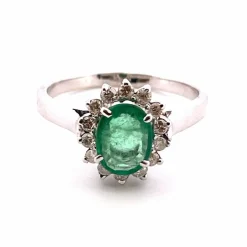 Bague Emeraude ovale et diamants