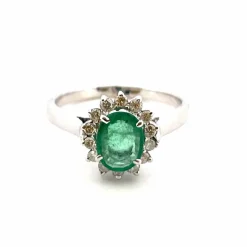 Bague Emeraude ovale et diamants