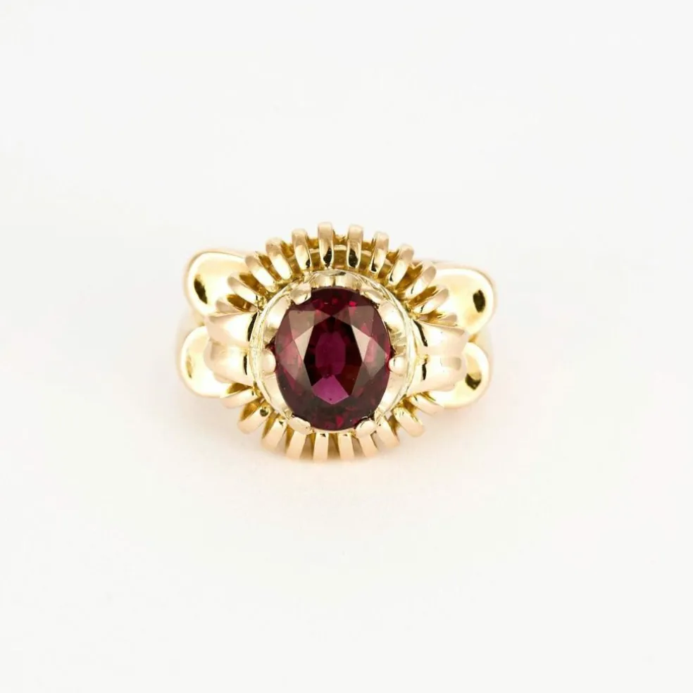 Bague à godrons vintage et grenat rhodolite