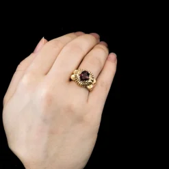 Bague à godrons vintage et grenat rhodolite