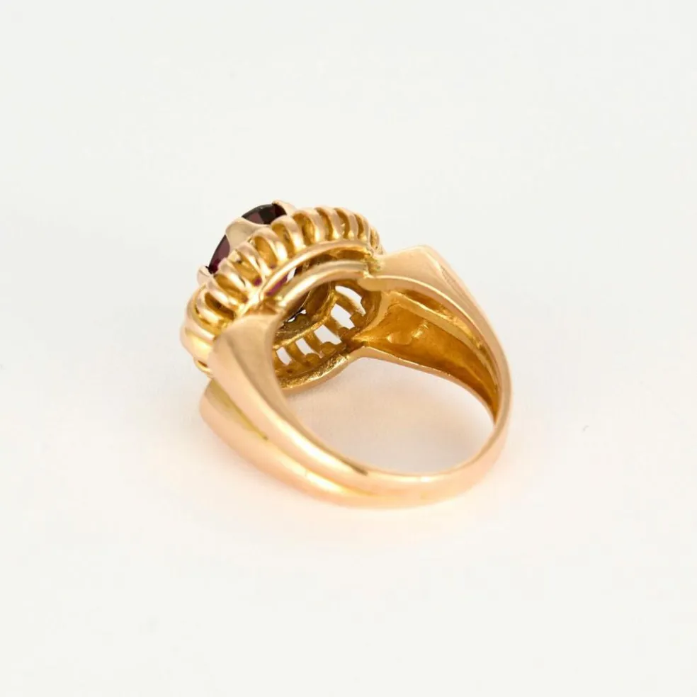 Bague à godrons vintage et grenat rhodolite