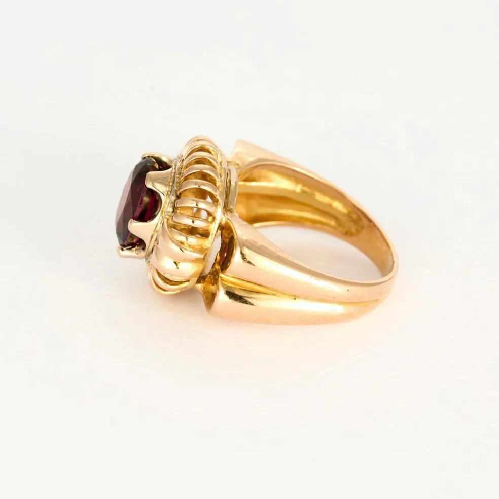 Bague à godrons vintage et grenat rhodolite