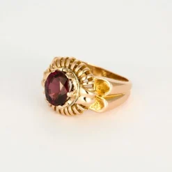 Bague à godrons vintage et grenat rhodolite