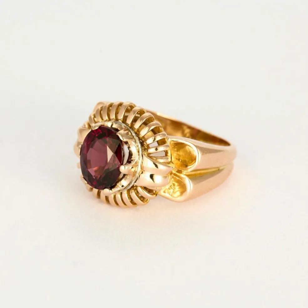 Bague à godrons vintage et grenat rhodolite