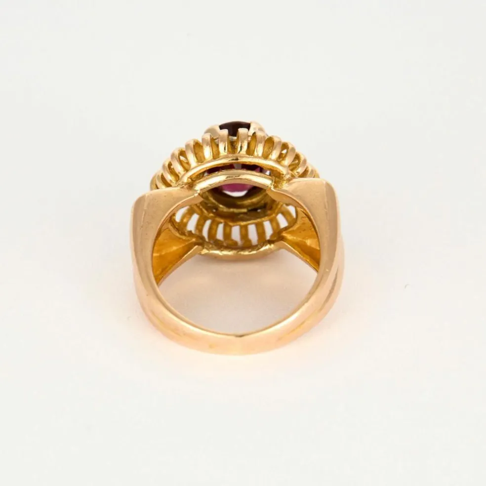 Bague à godrons vintage et grenat rhodolite