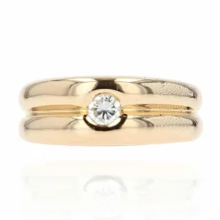 Bague 2 joncs or jaune diamant