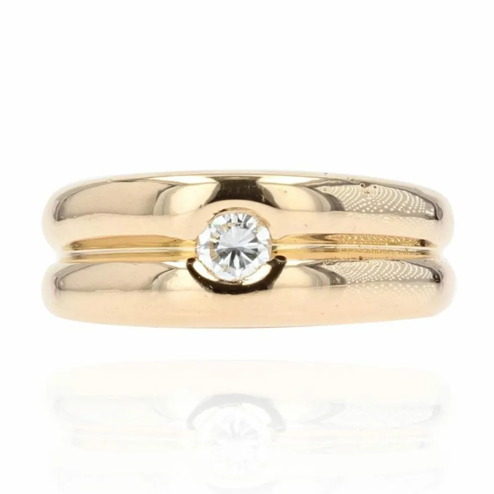 Bague 2 joncs or jaune diamant